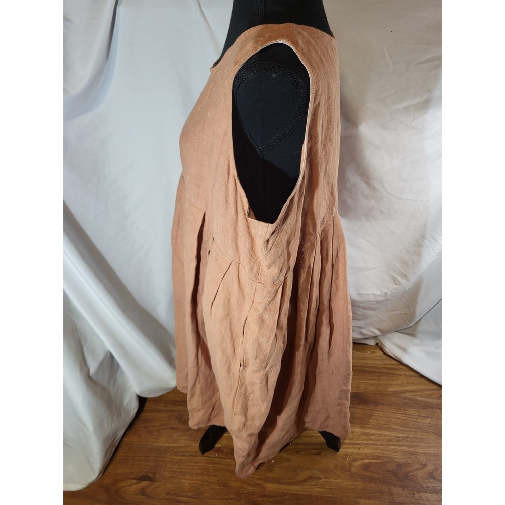 Artemesia 100% Linen Size S Lt Terracotta Sleeveless Dress - Picture 2 of 4